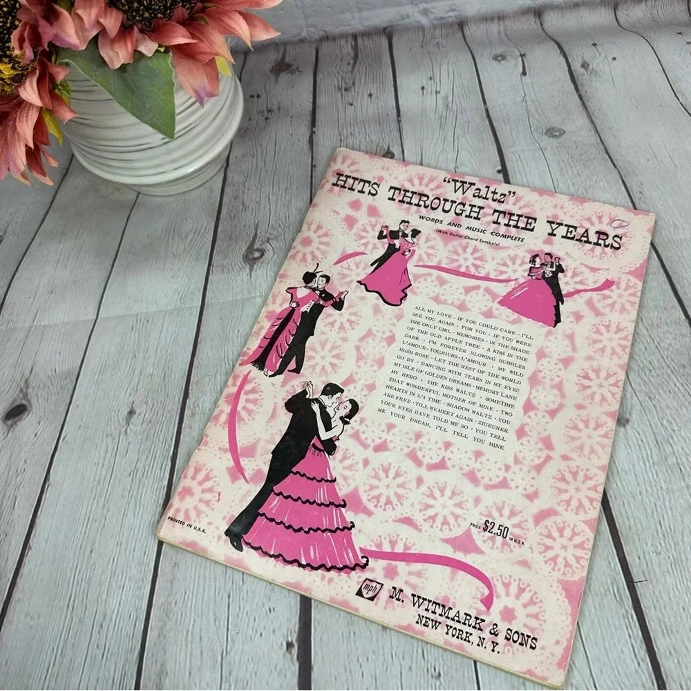 vintage piano sheet music book "waltz" hits through the years 1950s